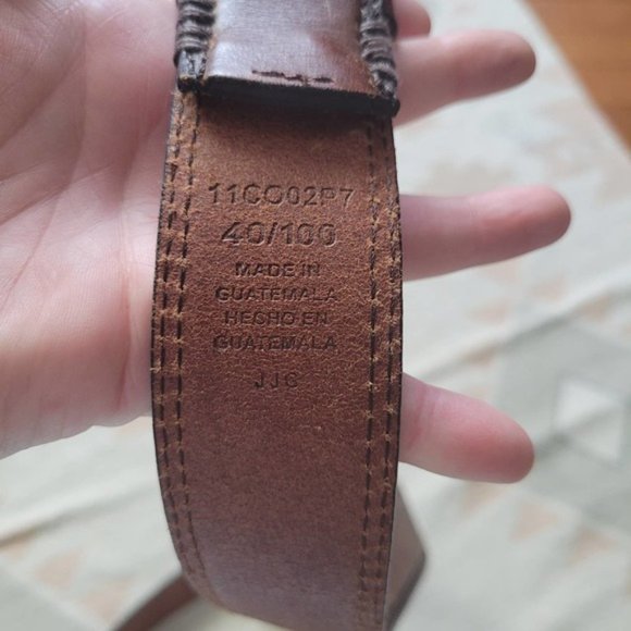 Columbia Double Stitch Brass Buckle Brown Leather Belt Men's 40 - Picture 2 of 8